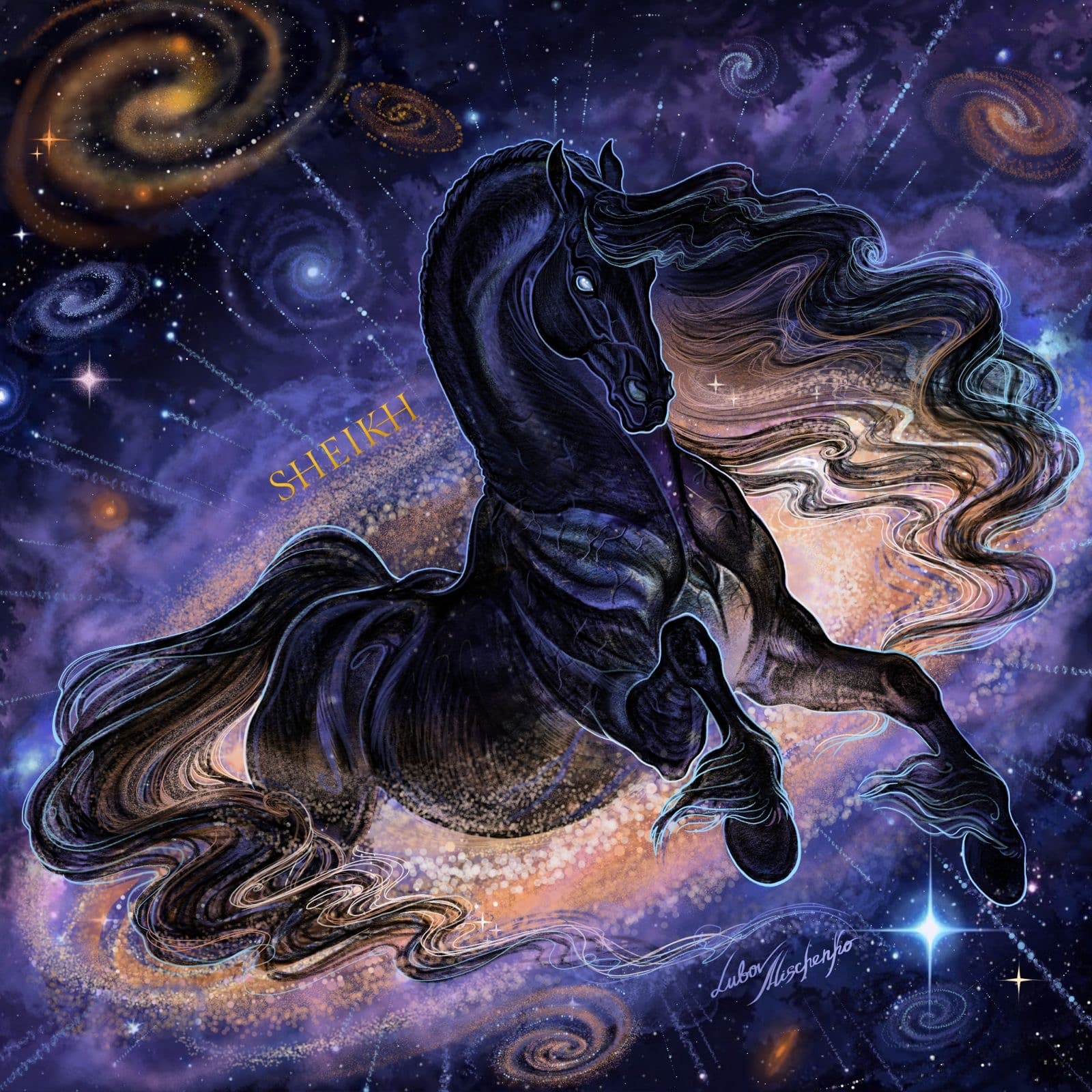 Платок маленький коллекция ГЕЛАКСИ SHEIKH HORSE BRAND