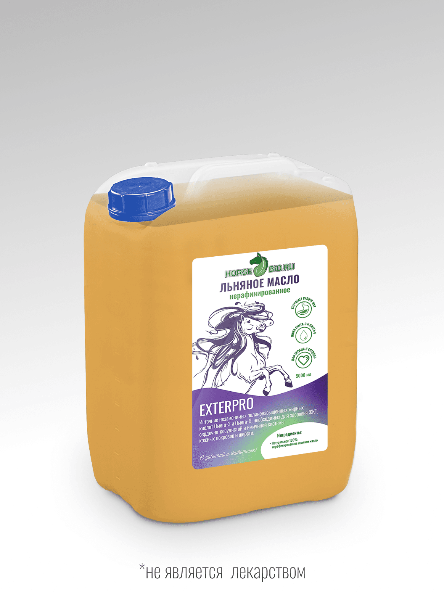Льняное масло Horse-Bio ExterPro для лошадей, 5000 мл